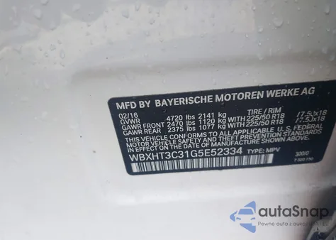 2016 BMW X1 xDrive28I из США, поврежденный, VIN WBXHT3C31G5E52334